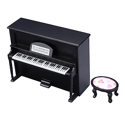 ERINGOGO Maßstab Puppenhaus Zubehör Schwarzes Miniatur Klavier mit Hocker Handwerkskunst Glatte Oberfläche als Mini Haus Ornament und Szene Schmuck ERINGOGO Maßstab Puppenhaus Zubehör Schwarzes Miniatur Klavier mit Hocker Handwerkskunst Glatte Oberfläche als Mini Haus Ornament und Szene Schmuck von ERINGOGO