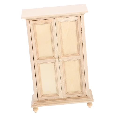 ERINGOGO Mini-Möbelschrank holzschrank puppenhauszubehör Puppenhaus-Adornments Miniaturmöbel puppenhaus kleiderschrank Puppenschrank Miniatur-Schrankmodell Mini-Hausbedarf hölzern Khaki von ERINGOGO