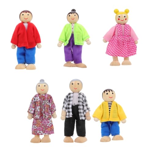 ERINGOGO Mini Puppen Figuren Set Holz Puppendekoration Für Puppenhaus Familienmodelle DIY Puppensammlung Für Kreative Wohnaccessoires Alter von ERINGOGO