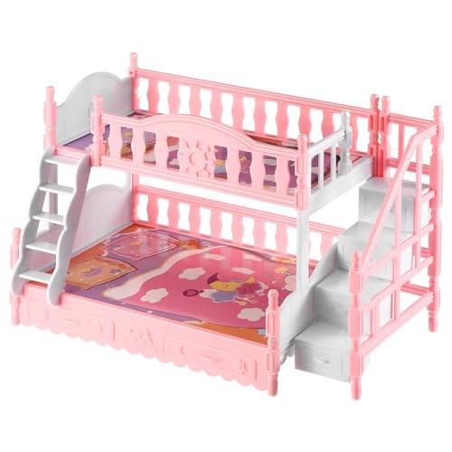 ERINGOGO Mini-etagenbettmodell Etagenbett Für Puppen Puppenminibett 1 12 Etagenbetten Puppenhausbett Bettminiaturen Puppenhaus-hochbett Mini Etagenbett Miniatur-möbelornament Plastik von ERINGOGO