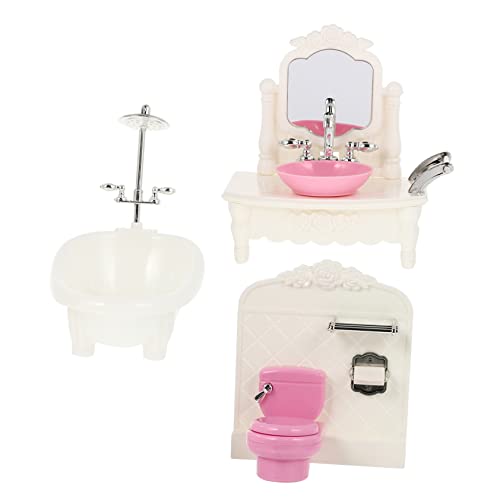 ERINGOGO Miniatur Badezimmer Möbel Waschbecken Toilette Und Badewanne Für Puppenhäuser Zufällige Farben Miniaturmodell Für Sammler von ERINGOGO