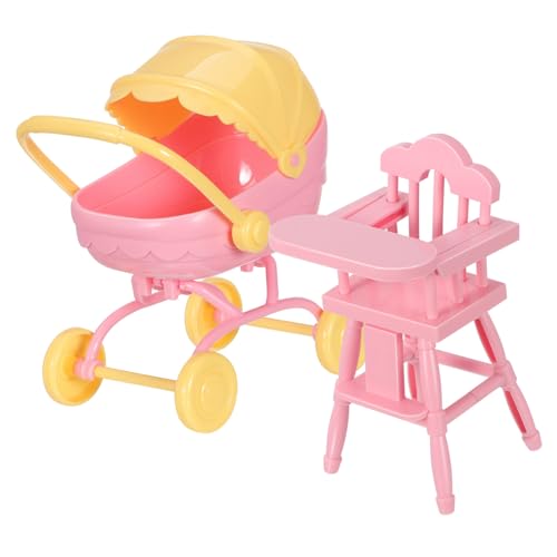 ERINGOGO Miniatur Puppenwagen und Hochstuhl Realistischer Babyspielzeug Kinderwagen aus Robustem Abs Leichter Puppenkinderwagen für Kleinkinder zum Rollenspiel und Puppenpflege ERINGOGO Miniatur Puppenwagen und Hochstuhl Realistischer Babyspielzeug Kinderwagen aus Robustem Abs Leichter Puppenkinderwagen für Kleinkinder zum Rollenspiel und Puppenpflege von ERINGOGO