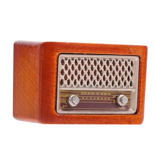 ERINGOGO Miniatur-Retro-Radio Kleine Funkgeräte Mini-Radio-statuen Winzige Radiomodelle Winziges Radiodekor Mini-Radio-Modell Simuliertes Radio Winziges Radio Im Vintage-Stil Brown Eisen von ERINGOGO