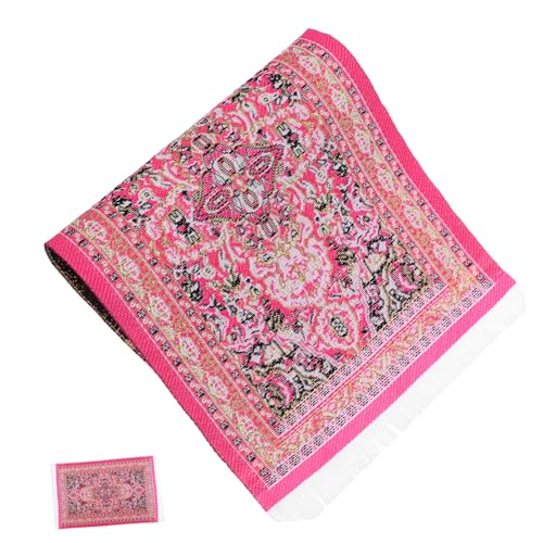ERINGOGO Miniatur Teppich Geflochtene Polyester Mini Haus Teppich mit Fransen Dekorative Bodenmatte für Puppenhaus Vielseitig als Fotorequisite und Kleine Szenerie Dekoration Geeignet Rosa ERINGOGO Miniatur Teppich Geflochtene Polyester Mini Haus Teppich mit Fransen Dekorative Bodenmatte für Puppenhaus Vielseitig als Fotorequisite und Kleine Szenerie Dekoration Geeignet Rosa von ERINGOGO