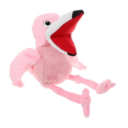 ERINGOGO Plüsch Handpuppe Reptilienlampenständer Papageienpuppe Tragbarer Urin Plüschpuppe Kinderhandpuppe Flamingo Handpuppe realistische Handpuppe Handpuppen für PP Baumwolle Rosa von ERINGOGO