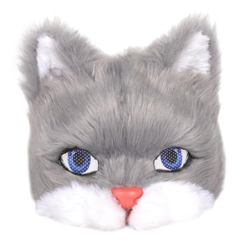 ERINGOGO Plüschige Katzenmaske Maskerade-maske Masse Plüschtiermaske Masken Karnevalspartykostüm Cosplay-maske Maskerade Maske Frauen Schrei Kostüm Katzenkostüm Halloween Kostüme Pvc Grey von ERINGOGO