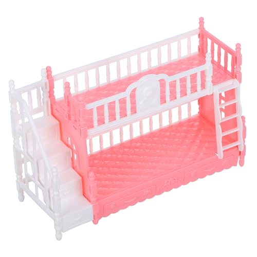 ERINGOGO Prinzessin Puppenbett puppenbettchen puppenbett puppenmöbel Puppenhauszubehör Spielzeuggurte Bausatz vorgeben Puppenhaus mit Minibett Miniatur-Puppen-Etagenbett Abs Rosa von ERINGOGO