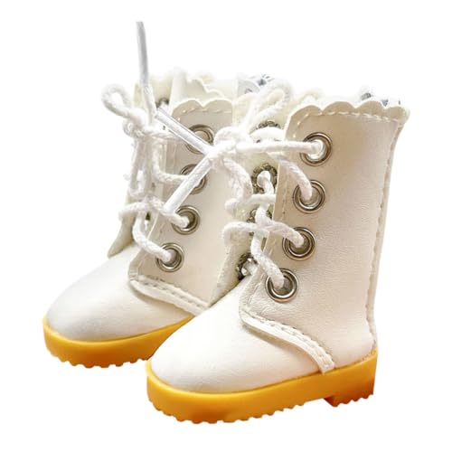 ERINGOGO Puppe Hohe Stiefel Mini-babystiefel Bjd-Puppen Bjd-Schuhe Puppenstiefel Fingerpuppen Puppenhauszubehör Mini-Stiefel-Figur Schuhe Für Puppen Puppenzubehör Weihnachten Stoff Weiß von ERINGOGO