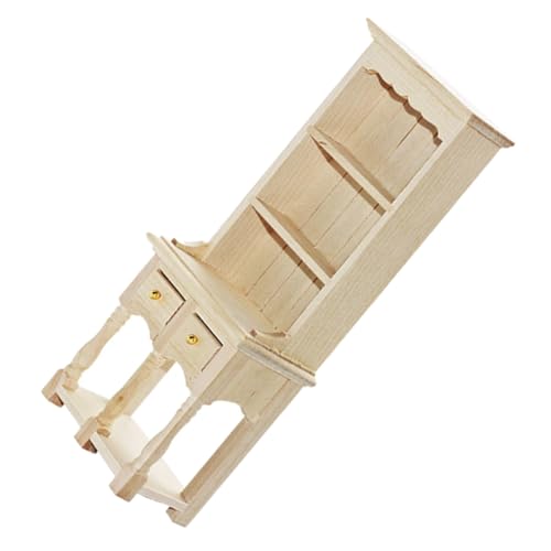 ERINGOGO Puppenhaus-Aufbewahrungsschrank Miniaturen Möbel Miniaturbausätze Häuser Schrank Holz Modell Schrank holzschrank Bücherregale Mini-Hausschrank Birke Beige von ERINGOGO