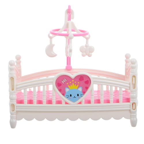 ERINGOGO Puppenhaus Krippe Puppenbett Babybett Miniatur-puppenhauszubehör Puppenhaus-krippe Mini-Requisite Puppenhaus-etagenbett Für Mädchen Puppenhausbett Spielzeugbett Abs Weiß von ERINGOGO