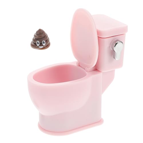 ERINGOGO Puppenhaus-Toilette Badezimmerspielzeug Toilettenmodelle Mini-Badezimmer Miniatur-keramiktoilette Mini-möbel Miniatur-weiße Toilette Puppenhausmöbel Plastik Rosa von ERINGOGO