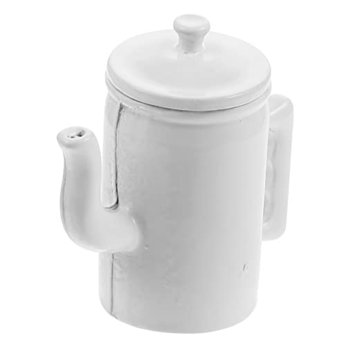 ERINGOGO Puppenhaus Wasserkocher Puppenhaus Mini-kaffeekanne Mini-Modell Wassertopf Miniaturmodell Einer Kaffeekanne Mini-kaffeekanne-Requisite Miniatur-wassertopf-Requisite Weiß Legierung von ERINGOGO