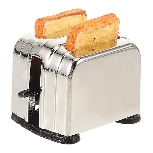 ERINGOGO Puppenhaus-brotbackmaschine Simuliertes Küchenspielzeug Mini- -kit Mini-küchenset Mini-raumszenenspielzeug Mini-Toaster-Modell Mini-spielzeughaus-zubehör Metall von ERINGOGO