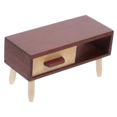 ERINGOGO Puppenhausmöbel Miniaturtisch Miniatur-Couch Puppenhaus Wohnzimmer Möbel Mini-möbelspielzeug Puppenhaus-tv-ständer Winzige Möbel Miniatur-wohndekoration Mini-Fernseher Holz Brown von ERINGOGO