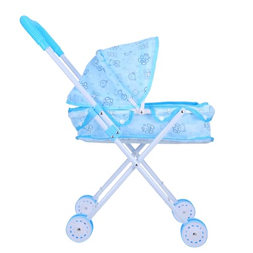 ERINGOGO Puppenkinderwagen Für Kinder – Puppenwagen Spielzeugwagen Zusammenklappbarer Regenschirm-Kinderwagen Rollenspiel-Kinderwagen Spielzeug Puppenzubehör Bär von ERINGOGO