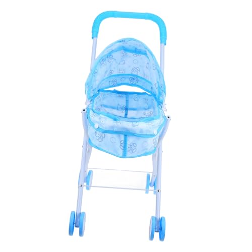 ERINGOGO Puppenwagen Kind Mädchen Buggy Gefälscht Vorgeben Zubehör Für Babypuppen Mikro-Layout-Ornament Puppensachen Spielhauszubehör Sky-Blue Eisen von ERINGOGO