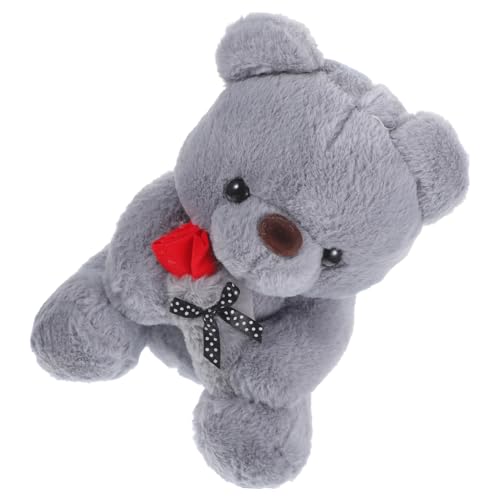 ERINGOGO Rose umarmende Bärenpuppe für Valentinstag valentinsgeschenk Valentines Day Valentinstag Bär Plüschpuppe Bär gefüllte Puppe Stofftier Bär PP Baumwolle Grey von ERINGOGO