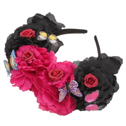 ERINGOGO Rosen Blumen Haarreif mit Schmetterlingsdesign für Damen Halloween Haarschmuck Festlicher Kopfschmuck für Party Cosplay und Kostüm Rutschfester Stirnband Rot Schwarz ERINGOGO Rosen Blumen Haarreif mit Schmetterlingsdesign für Damen Halloween Haarschmuck Festlicher Kopfschmuck für Party Cosplay und Kostüm Rutschfester Stirnband Rot Schwarz von ERINGOGO