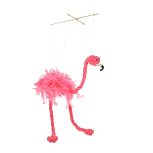 ERINGOGO Schnur Flamingo-Puppe Puppen Vintage- Für Die Familie Marionetten Frosch Flamingo-solarleuchten Flamingo Gartenverzierung Gruselige Puppe Bauchredner Feder Rosa von ERINGOGO