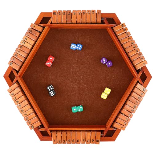 ERINGOGO Shut The Box Brettspiel Für 2-4 Spieler | 15 Zoll | Aus Holz | Schließen Sie Die Box Würfelspiel Partyzubehör Für Mathe-Spiele von ERINGOGO