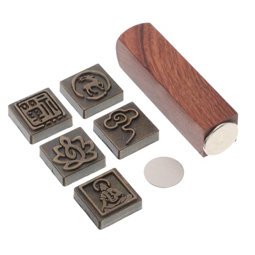 ERINGOGO Siegel Holzstempel chinesische Stempel chinesische Kalligraphie Dekorative Stempel Dekorationsstempel Buchstabenstempel für Ton Bastelstempel Druckstempel aus Holz Magnet von ERINGOGO