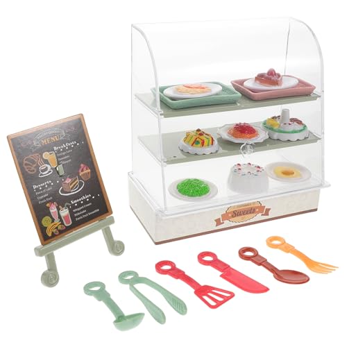 ERINGOGO Simulationskuchenspielzeug Mini-vers-Essen Vitrine Waschbecken Kuchenanzeige Kleinkindergrill Grillen Mini-Sachen Puppenhauszubehör Acryl-Display Mini-Dinge Plastik von ERINGOGO