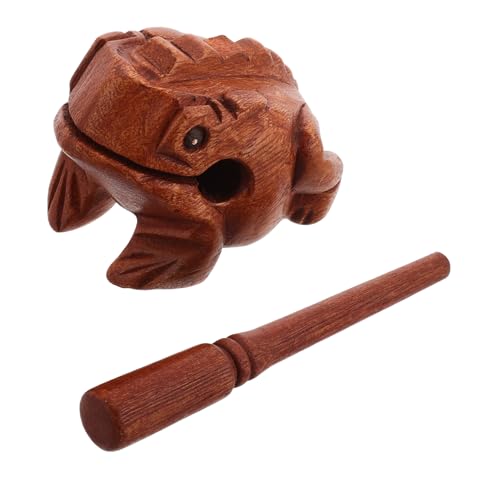 ERINGOGO Sound Toys Lustige Musikinstrumente Sound Musikinstrument Frosch Noise Maker Holzblock Instrument Holz Musikinstrumente Frosch Instrument Schlagfrosch Hellbraun Holz von ERINGOGO