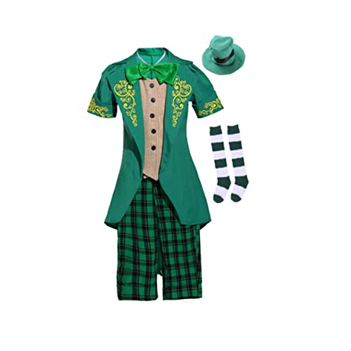 ERINGOGO St Patricks Kostü Kinderkleidung Kinderkleid Kinderkleid Kostüme Outfit Ausgefallene Kleidung Halloween Kostü Für Koboldkostü Koboldhut Hosenanzug Grün von ERINGOGO