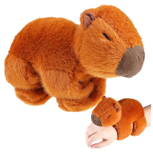 ERINGOGO Süße Capybara-Puppe Animal-Slap-Armbänder Snap-Armbänder gefüllter Capybara-Plüsch armbänder für Kinder Cute Accessories klopfendes Armband gefülltes Schlagarmband PP Baumwolle von ERINGOGO