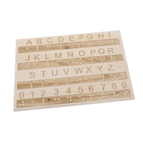 ERINGOGO Tafel mit Braille-Alphabet Briefbrett aus Holz Zeichenbrett Braille-Spiele Braille-Bücher Blindenschrift Fluchtraum-Requisite Braille-Alphabet-Diagramm Braille-Lehrmittel hölzern von ERINGOGO