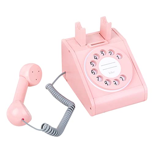 ERINGOGO Telefon Kinderspielzeug Kindertelefone Rollenspielspielzeug Kinderspielzeug Interaktionsspielzeug Spielhausspielzeug Hölzern Rosa von ERINGOGO