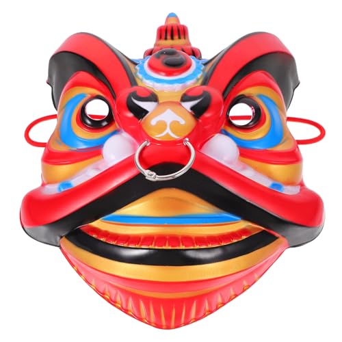 ERINGOGO Tiermaske Löwenkostüm Damen Löwentanzmaske Maskerade-maske Maskerade Maske Frauen Schwarzbärenmaske Skelett-halloween-kostüm Chinesische Löwenmaske Schrei Kostüm Zirkus Rot Plastik von ERINGOGO