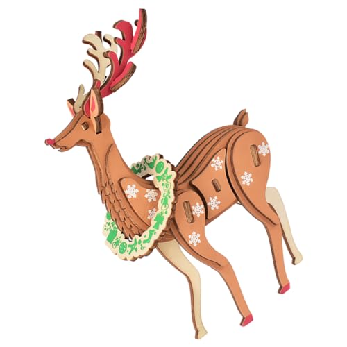 ERINGOGO Weihnachts-Hirsch-Puzzle Heimdekoration Weihnachts-Puzzle-Spielzeug Rentier-Puzzles 3D-Puzzle Holzpuzzles Für Kinder DIY-Puzzle Weihnachtsschilder Aus Holz Holzdekor Hölzern von ERINGOGO