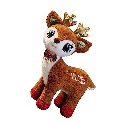 ERINGOGO Weihnachtsplüschtiere Plüsch-Hirsch-stofftier Kleiner Christbaumschmuck Hirsch Puppe Weihnachtliche Tierdekorationen Stofftier Für Stofftiere Hirsch Stofftier Brown Pp Baumwolle von ERINGOGO