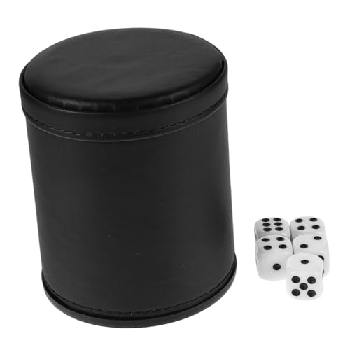 ERINGOGO Würfelbecher Würfel Brettspiele Brettspielzubehör Würfelschale Zum Rollen Würfel Und Becher Zubehör Für Tischspiele Würfel Fall Tisch Brettspiel Mini-würfel Würfelspiele Pu Black von ERINGOGO