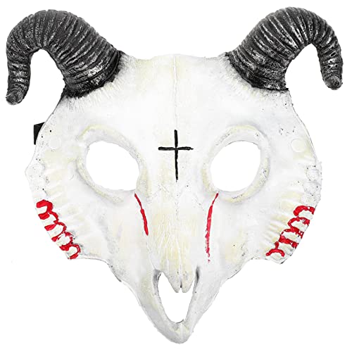 ERINGOGO Ziegen Ziegenkostüm Für Erwachsene Halloween- Im Horror-stil Party-cosplay-requisite Für Party Lustige Halloween-ziegenmaske Tierkopfmasken Weiß Pu von ERINGOGO