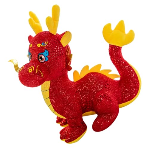 ERINGOGO ausgestopfter Drache Chinese New Year chinesisch neujahr Plush Toy neujahrgeschenke neujahrs puppenaugen Plüschdrache Neujahrsdrache Stofftier Drachenpuppe rot von ERINGOGO