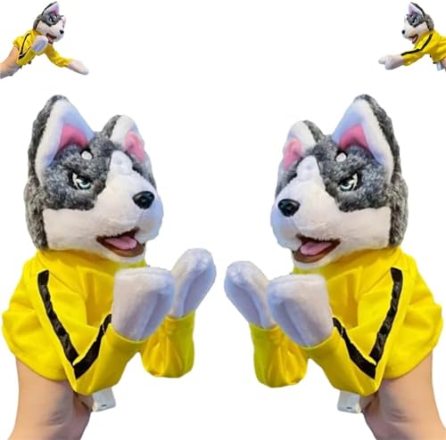 2024 New Kung Fu Animal Toy Husky Gloves Doll Children's Game Plush Toys, Soundable Boxing Dog Hand Puppet Toy,Boxing Husky Interactive Toy Gift for Kids (2Pcs) von ERISAMO