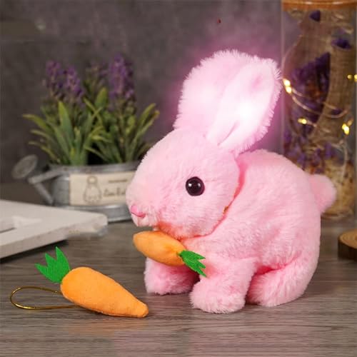 ERISAMO Bunby - My Realistic Bunny Toy, 2025 New Realistic Bunny Plush Toy for Kids, Perfect Impersonator of Bunny Kind, Jumping, Twitching, and Shaking Ears,Handmade, Interactive Fun (Pink) von ERISAMO