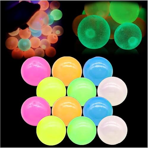 Glorbs Balls, Glorbs Sticky Balls, Glow in The Dark Sticky Balls, Ceiling Balls Luminous Fidget Toys, Sticky Ceiling Balls, Stress Balls for Kids and Adults (12Pcs) von ERISAMO