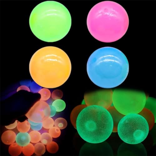 Glorbs Balls, Glorbs Sticky Balls, Glow in The Dark Sticky Balls, Ceiling Balls Luminous Fidget Toys, Sticky Ceiling Balls, Stress Balls for Kids and Adults (4Pcs) von ERISAMO