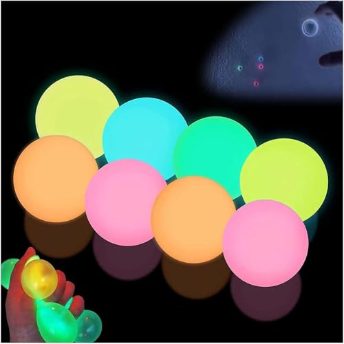 Glorbs Balls, Glorbs Sticky Balls, Glow in The Dark Sticky Balls, Ceiling Balls Luminous Fidget Toys, Sticky Ceiling Balls, Stress Balls for Kids and Adults (8Pcs) von ERISAMO