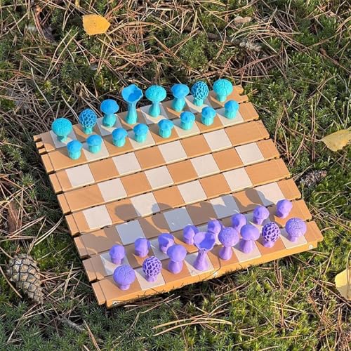 Magnetic Forest Mushrooms Chess Set, 2025 New Wooden Chess Board with Mushroom Pieces, Creative and Portable Botany Board Game for Adults Camping in The Wild (C) von ERISAMO