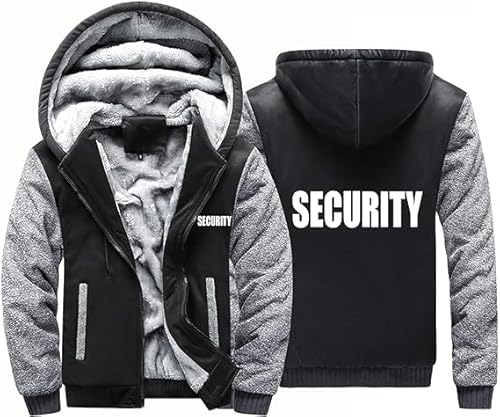 ERLIANG Herren Kapuzenpullover für S.E.C.U.R.I.T.Y Lässige Oberteile für Männer Fleece-Mäntel Schweres Sweatshirt Zip Up Jacke Winter Pullover-Geschenk von ERLIANG