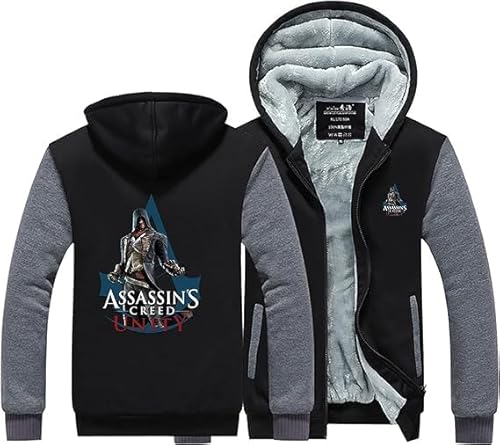 ERLIANG Langarm-Sweatshirt Sport Fitness Herren Zip Up Hoodie für Assassine Leichte Pullover Jacken Winter Warm Strickjacke mit Tasche -Geschenk von ERLIANG