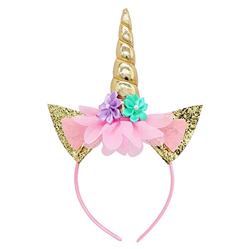 EROSPA® Haarreif Einhorn Unicorn - Mädchen - Karneval Fasching Geburtstag Party - Gold-Rosa von EROSPA