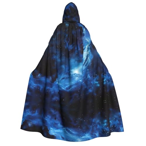 ERSDWRE Blauer Galaxie-Umhang mit Kapuze, Unisex, für Halloween, Cosplay, Kostüme, Robe, Karneval, Hexe, Vampir von ERSDWRE