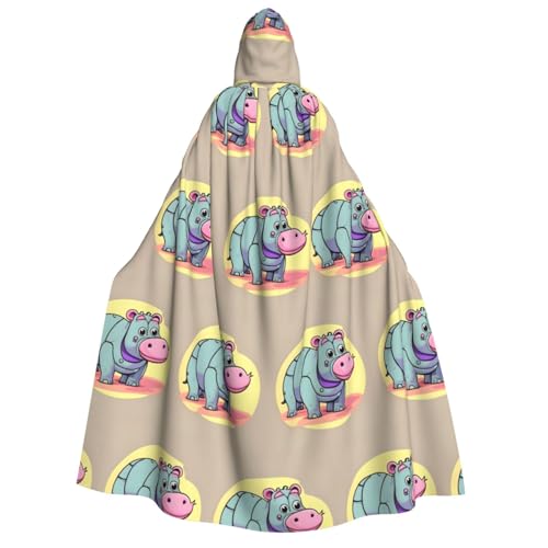 ERSDWRE Cartoon Hippo Unisex Kapuzenumhang Umhang für Halloween Cosplay Kostüme Robe Karneval Hexe Vampir von ERSDWRE