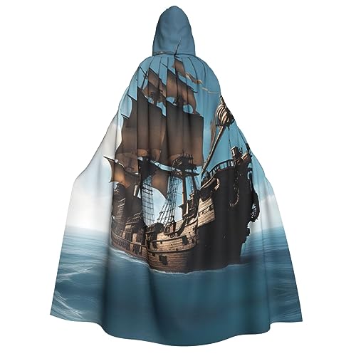 ERSDWRE Cooler Piratenschiff-Umhang mit Kapuze, Unisex, Umhang für Halloween, Cosplay, Kostüme, Robe, Karneval, Hexe, Vampir von ERSDWRE