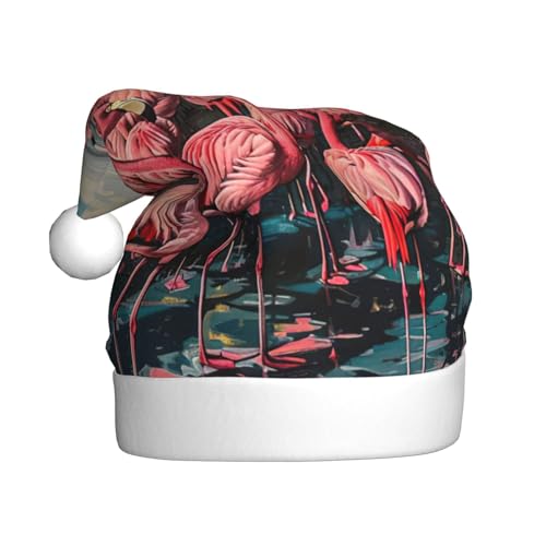 ERSDWRE Flamingo-Weihnachtsmütze, Weihnachtsmannmütze, Erwachsene, Weihnachtsmütze für Neujahr, festliche Party, Kopfschmuck, Zubehör von ERSDWRE